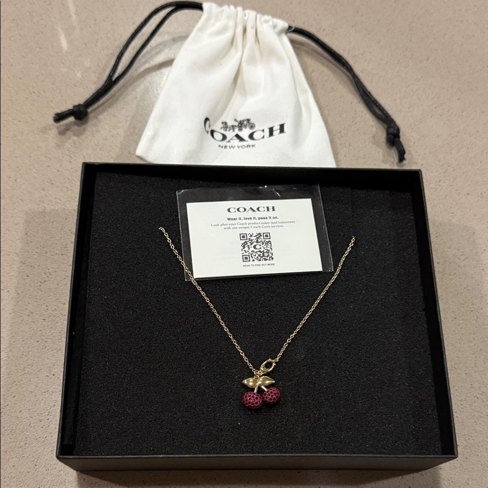 Coach Necklace with Red Cherry Pendant
